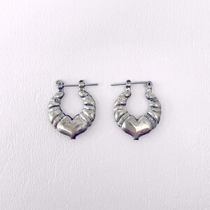 Vintage Silver Heart Hoop Earrings